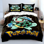 Anime Pokemon Squirtle Tr&uuml;kitud Pehme Tekikate Padjap&uuml;&uuml;r Voodipesu Komplekt Lastele T&auml;iskasvanutele Mugav Voodikomplekt &Uuml;heinimesevoodi Kuningavoodi Voodipesu Komplekt EU Twin 135X200cm