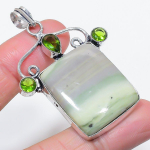 Natural Swiss Green Opal, Peridot 925 Sterling Silver Jewelry Pendant 2.48 m7g76