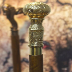 Luksuslik puidust jalutuskepp messingist k&auml;epidemega, k&auml;sitsi nikerdatud kepp k&otilde;ndimistoe jaoks, funktsionaalne kingitus meestele, kollektsion&auml;&auml;ridele