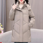 Suur suurus XL-5XL Mood Talvemantel Naissoost Pikk Parka Kapuutsiga Paks Soe Vabaaja Keskealiste Naiste Jakk XL khaki