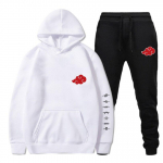 Uus 2-osaline komplekt Akatsuki pilves&uuml;mbolid, prinditud kapuutsid+p&uuml;ksid, dressid, mehed, naised, dressipluus T&auml;navar&otilde;ivad Pullover Sudaderas L valge