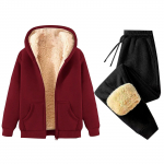 Naiste Mood &Uuml;hev&auml;rviline Ja Talvine Polsterdatud Ja Paksenenud Lukuga Kapuutsiga Dressipluus Jakk Sweatpants Vabaaja Kaheosaline Komplekt L