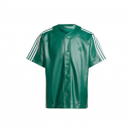 Adidas Originals Adicolor kunstnahast s&auml;rk reljeefse logoga ja kolme triibuga plokk Meeste pealisr&otilde;ivad Metsaroheline IZ4047 XS