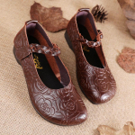 Moodsad uued luksuslikud reljeefsed mary jane kingad naiste vintage ehtsast nahast madalad kingad elegantsed sandaalid naine madal punutud rihmaga mokassiin kingad 35 must