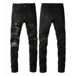 Euroopa ja Ameerika t&auml;navastiil Rebenenud Slim Fit Elastsed teksad meestele 40 must