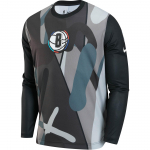 Nike X NBA Brooklyn Nets City Edition V&auml;rviplokk &Uuml;mmarguse kaelusega Kiiresti kuivav Pikkade varrukatega T-s&auml;rk Meeste &Uuml;laosad Must FZ0082-010 L