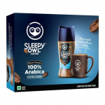 Sleepy Owl Prantsuse vaniljekohvi kinkekomplekt | 100% Araabika lahustuv kohv (100g) Kestva kohvitassiga | Sisaldab kohvi tassiga