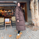 Uus talvine puuvillaga t&auml;idetud jope naistele, pikk udusulgedega t&auml;idetud jope, paksenenud &uuml;le p&otilde;lve ja pahkluuni ulatuv lai leivakujuline mantel, puuvillaga t&auml;idetud jope XXL