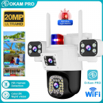 OKAM PRO HD 20MP v&auml;likaamera nelja objektiiviga liikumise j&auml;lgimise PTZ WiFi IP CCTV valgusalarmi v&auml;rvilise &ouml;&ouml;n&auml;gemisega kahesuunalise k&otilde;nega IP66 veekindel turvakaamera Camera