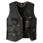 Meeste vest lehmanahast vest meestele pruun vest meeste varrukateta jakk paks mootorrattavest mitme taskuga lukuga XXL black