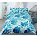 Troopilised botaanilised lehed King Queen tekikott rohelised palmi lehed pol&uuml;ester voodipesukomplekt lastele, teismelistele, t&auml;iskasvanutele padjap&uuml;&uuml;riga 70x133cm 2pcs