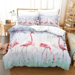 3D Flamingo Voodipesu Loomapildiga Udusule Tekikott Padjap&uuml;&uuml;r 2/3 Osa Mugav Kate &Uuml;heinimesevoodi Kaheinimesevoodi Luksuslik Kiiresti Kuivav Kodu Tekstiil Kingitus Baby 100x135cm