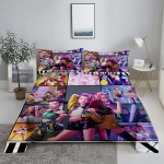 Huntrix, Rumi, Mira, Zoey-Demon Hunters K-pop Voodipesukomplekt 3D Prinditud Lame Voodilina Padjap&uuml;&uuml;rikuga Voodipesu Kuninga/Kuninganna Suurus 110X230cm(2Pcs)