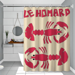 Retro K&ouml;&ouml;k Kala Sinine Sardiinid Punane Krabi Tuunikala Lihtne Du&scaron;ikardin Vannitoa Du&scaron;ikardin Lihtsalt Puhastatav H&otilde;&otilde;rutav Kerge L&auml;bipaistmatu 150x180 cm