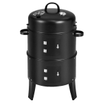 Vertikaalne s&ouml;esuitsuahi &otilde;huavaga BBQ suitsuahju grill 2 ligip&auml;&auml;suustega 3-in-1 kaasaskantav vertikaalne grill-pliit peole telkimiseks must