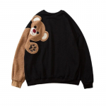 Suured Harajuku kapuutsid 2021. aasta s&uuml;gistalvised naiste fliisist karu kampsunid naiste t&auml;isvarrukatega pullover, avara paaririiete topp XL must