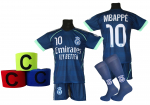 MBAPPE jalgpallivorm: T-s&auml;rk, l&uuml;hikesed p&uuml;ksid, sokid + peapael - suurus 146