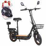 Kukirin C1 Pro Multifunctional Foldable E-Scooter 500W, 48V 26Ah with Basket, Mirror, Seat, Rear rack for Commuting and Travel C1Pro+Helmet (Split Up) must