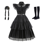 Lapsed Kolmap&auml;ev Addams Kleit Halloweeni Kost&uuml;&uuml;mid Kleit Cosplay Peokost&uuml;&uuml;m 130cm black