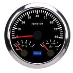 3-&uuml;hes 85mm tahhomeeter 8000 p/min 40&ndash;120 kraadi veetemperatuur 0&ndash;10 bar &otilde;lir&otilde;hk 7 v&auml;rvi taustvalgustus autole veoautole Black Dial Silver Bezel CX8289