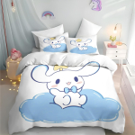 Cinnamoroll Hello Kitty Multikas Tekikott Sanrio Anime Luksuslik Voodipesukomplekt Lastele Klass A Prinditud Kuninganna Suurus Kodu Moodne AU Double(180*210cm)3pcs