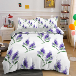Lavendli tekikottide komplekt Lilla Romantiline teema Ilusad lilled Pol&uuml;ester tekikate Kuninglik Kuninganna suurus T&uuml;drukutele Naistele Lastele EU Double(200*200cm)3pcs