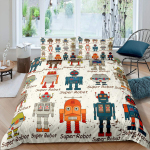 Roboti tekkikate komplekt 3D Moodne ulme Lahe robot voodipesu komplektid Kuninganna T&auml;issuurus Poisid Teismelised Mehed Tekikate komplekt EU Single(135*200cm)3pcs