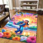 1 tk Disney Lilo ja Stitchi mustriga vaip Ala vaip Libisemiskindel vaip K&auml;sit&ouml;&ouml;na pestav P&otilde;randamatt Sobib elutuppa, magamistuppa, kodu kaunistamiseks 100cm by 120cm