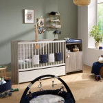 Lit b&eacute;b&eacute; combin&eacute; - 120x60cm - Evolutif en 90x190cm - Babyprice Up - Ch&ecirc;ne - Avec commode &agrave; langer 1 porte