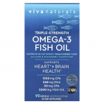 Viva Naturals, Oomega-3 kala&otilde;li, Kolmekordne tugevus, 90 pehmet kapslit