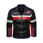 Talvine must nahktagi meeste karusnahast voodriga soe mootorratta jope &Otilde;huke t&auml;navamood must bikermantel Plisseeritud disain t&otilde;mblukk XXXL black