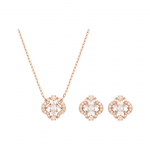 Swarovski Una seeria Pulsiv s&uuml;da Neljaleheline ristikuld Sulamist kaelakee ja k&otilde;rvar&otilde;ngaste komplekt Naiste ehted Roosakuld 5642930 Box (Random Color)
