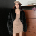 2024 S&uuml;gis Vintage Rebasekarusnahast L&uuml;hikesed Mantlid Naistele Talvine Uus Mood Pikkade Varrukatega Pl&uuml;&uuml;sist Jakid Naiste Topid Elegantne L&otilde;tv Pehme Soe Naiste Jakk Mantel 25320 One Size must