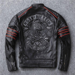 Meeste jope must tikandid Skull Mootorratta nahkjakid 100 % naturaalsest veisenahast motomantel Liibuvad bikernahast talvemantlid L must