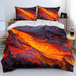 3D vulkaani laava magmakattega voodipesukomplekt, tekikate voodikomplekt tekkikate padjap&uuml;&uuml;r, kuninganna v&otilde;i king-suuruses voodikomplekt t&auml;iskasvanud laps 155x200cm orange