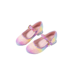 British princess-style colorful gradient children's leather shoes, fashionable dress-up princess shoes, dazzling girls' crystal shoes 25 white