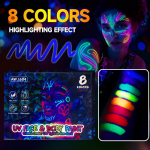 8-v&auml;rviline komplekt Neoon UV Fluorestseeruv Akr&uuml;&uuml;lv&auml;rvi Markereid - Helendav Tumedas Helendav Kunstitarbed DIY jaoks