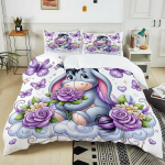 3D W-Winnie Puhh Eeyore Tr&uuml;kitud Voodipesukomplekt 1 Tekikott 2 Padjap&uuml;&uuml;ri T&auml;iskasvanutele ja Lastele Soe Pehme Voodipesukomplekt Potdemiel 135x200cm