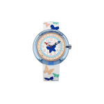 Swatch Kvartsliikumine 30 Meetrit Veekindel Lastekell 31,85 Mm Valge sihverplastkorpus Kangasrihm Lastekellad ZFBNP099 White