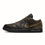 Jordan Air Jordan 1 Golden Trace Love Language Leather Low top Vintage Basketball Shoes Unisex Black Gold 553558-093(Team861-) 44 black