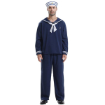 Halloweeni kost&uuml;&uuml;mi stiil Meremehe kost&uuml;&uuml;m Cosplay &uuml;htne lavastus, Merenduslik kost&uuml;&uuml;m Navigaator 2XL tumesinine v&auml;rv