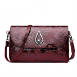 Daami &Otilde;htupidu Sidur Roosikujuline Reljeefne K&auml;ekott Elegantne Ema &Otilde;lakott Klapiga Crossbody Kott burgundiapunane