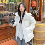 Uus stiil korea puuvillane udujope naiste kapuutsiga parkad talvepolsterdatud mantel Paks soe lahtine puff Naiste lumeriie Outwea S valge