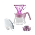 HARIO V60 V&auml;rviline K&auml;sit&ouml;&ouml;tilgutatava Kohvi Komplekt Sisaldab klaasist m&otilde;&otilde;tekannu 40 paberit ja retsepti Rose Mellow (1-2 tassi) kuumakindel server, lusikas, filtrid, white