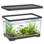 2-galloniline plastikust kalavaat &auml;ravooluavaga - 30x19x17cm purunemiskindel v&auml;ike ristk&uuml;likukujuline akvaarium beeta- ja gupi-kaladele - L&auml;bipaistev t&ouml;&ouml;laua terrarium must