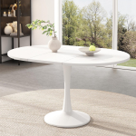 Pikendatav s&ouml;&ouml;gilaud, Ovaalne, Kohvi- ja vabaajalaud, Pikkus 100/140 x Laius 100 x K&otilde;rgus 75 cm, Modernne lihtne, Valge[VANA SKU:N634P18391921W] valge