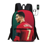 Ronaldo Laste koolikotid CR Jalgpalli staari seljakott USB-liidesega Kott &otilde;pilasele Seljakott Jalgpall Spordikott Laste kingitus