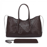 Naiste punutud kott Suur Crossbody &Otilde;lakott Igap&auml;evaseks Kasutamiseks Pehme PU Nahk 43x17.5x23cm Mitu V&auml;rvi 43x17.5x23 cm gray