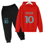 Jalgpallistaar Messi Laste Kapuutsiga Dressipluuside Komplekt T&auml;navamood Poisid Ja T&uuml;drukud S&uuml;gis Sportlik Pullover + Dressip&uuml;ksid 2-osaline Komplekt V&auml;litingimusteks 160 black