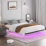 160 x 200 cm suur ujuv metallvoodi LED-valgustusega, metallist lipprestidega raam, stabiilne, vastupidav voodiraam, valgustatud noortevoodi, lihtne kokkupanek, must. 200 x 160 x 20 cm must